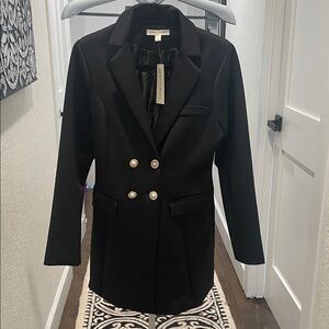 Elegant Black Blazer with Gold Accents NWT
